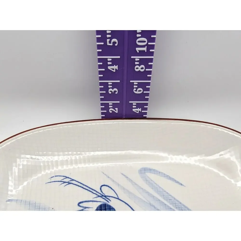 UTSUWA NO YAKATA Vintage Japanese Plate Square Blue Crane Bird Ceramic 12.5in